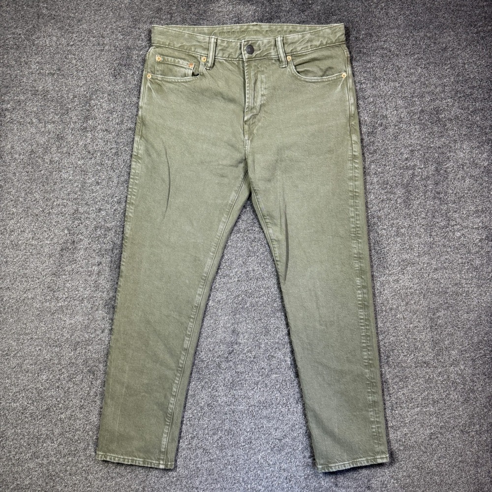 American Eagle Jeans Mens 30x30 Slim Straight Olive Green Easyflex Slim Fit